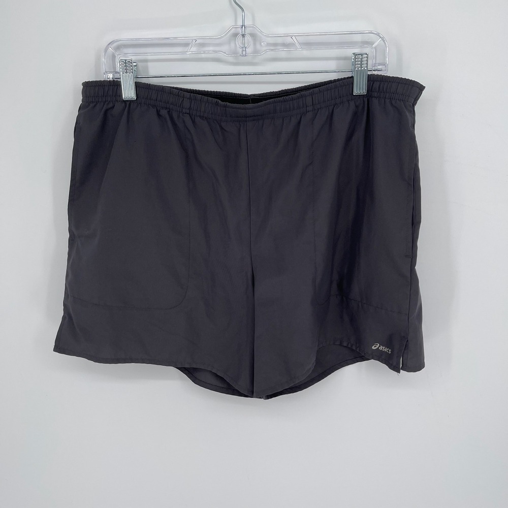 Asics Men's Gray Elastic Waist Performance Workout‎ Gym Running Shorts Size M